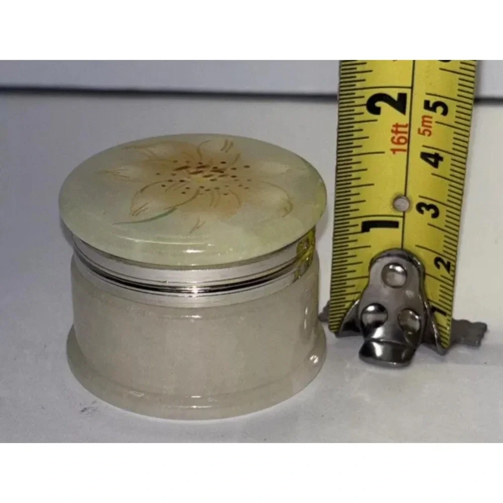 Trinket Box N. Yassaman Company Genuine Alabaster Flowers Pillbox Made in Italy